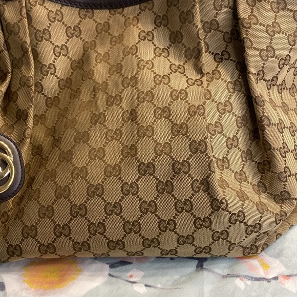Gucci Sukey Shoulder Large Tote Bag GG Canvas Leather Dark Brown - Picture 6 of 17